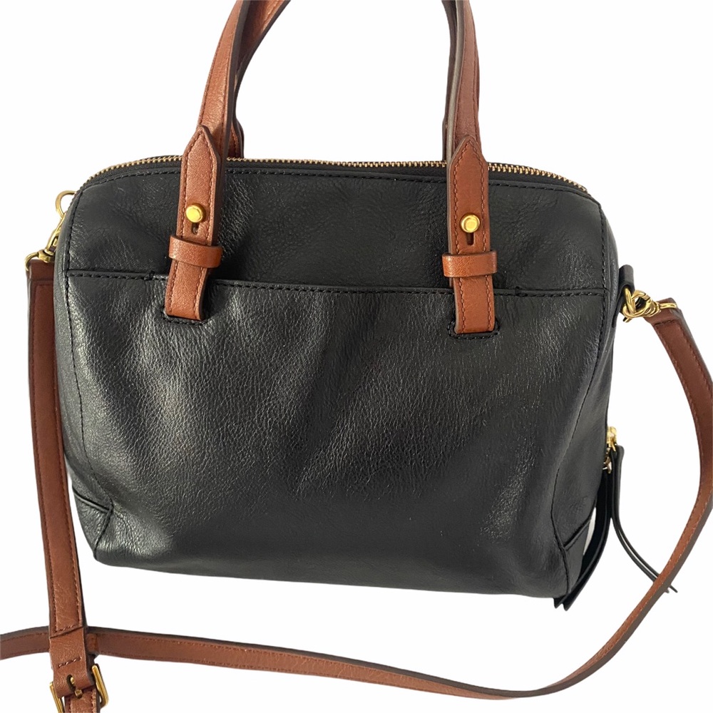 Fossil Black and Brown Leather Crossbody Satchel - Picture 6 of 15